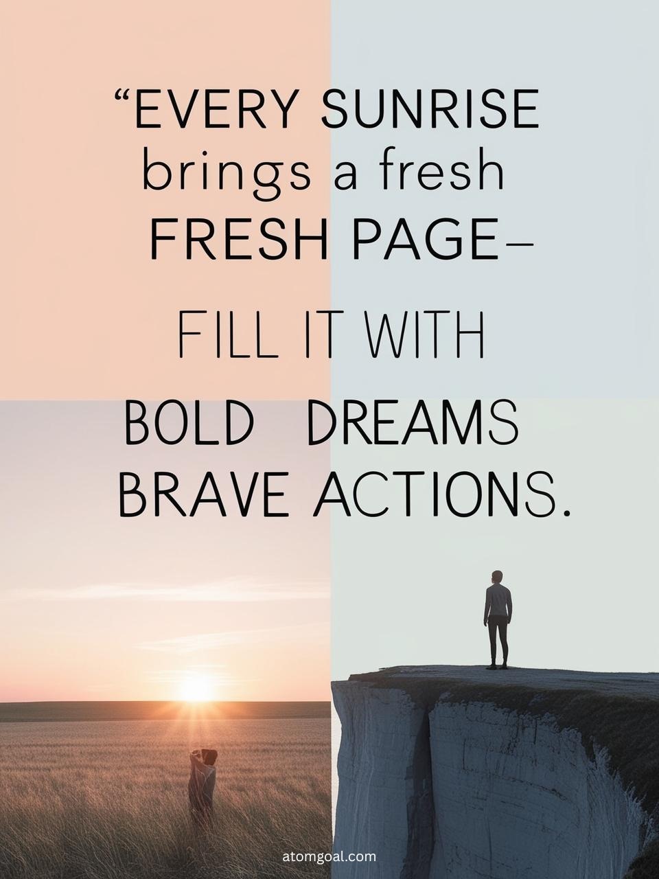 Every sunrise brings a fresh fresh page- Fill it with bold dreams brave actions.